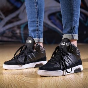 adidas | Shoes | Adidas Play9tis Anklehigh Sneakers Black Leopard | Poshmark